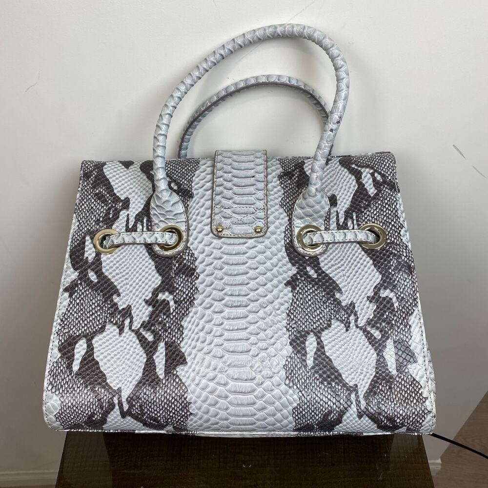 Jimmy Choo Gray and Black Python-Print Leather Top-Handle Shoulder Bag - Picture 3 of 16